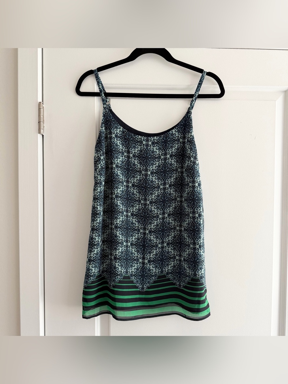 Cabi Blue & Green Patterned & Striped Tank
Top